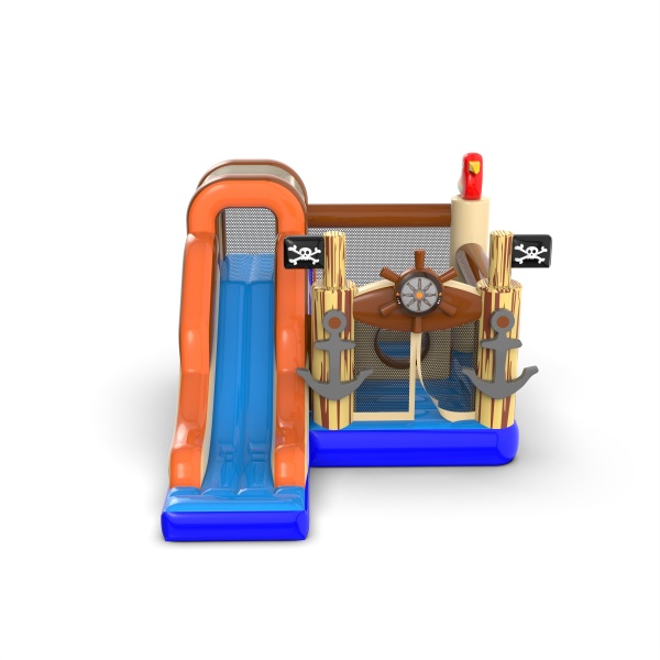 Piccolo castello gonfiabile con scivolo per bambini - tema pirata