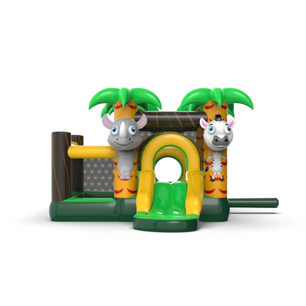 Piccolo castello gonfiabile con vasca asciutta con palline per bambini - tema giungla
