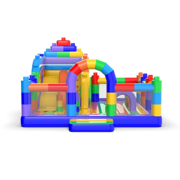 Parco giochi gonfiabile 6x6 a tema blocchi colorati