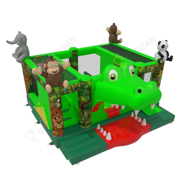 Parco giochi gonfiabile coccodrillo a tema giungla