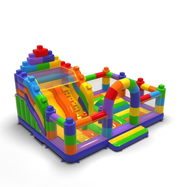Parco giochi gonfiabile 8x6 a tema blocchi colorati