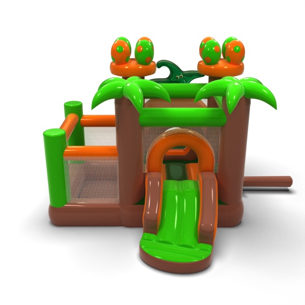 Piccolo castello gonfiabile con vasca asciutta con palline per bambini - Dino