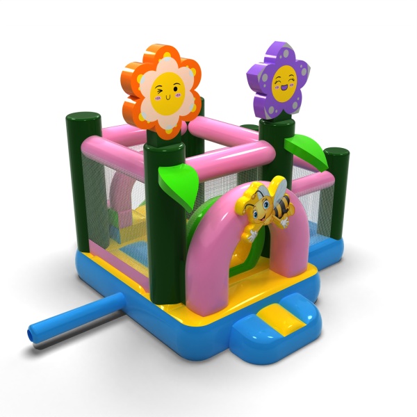 Piccolo castello gonfiabile con vasca asciutta con palline per bambini - primaverile