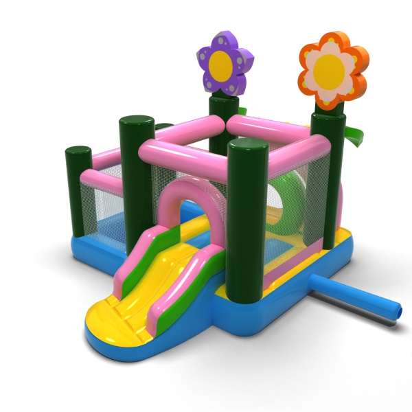 Piccolo castello gonfiabile con vasca asciutta con palline per bambini - primaverile