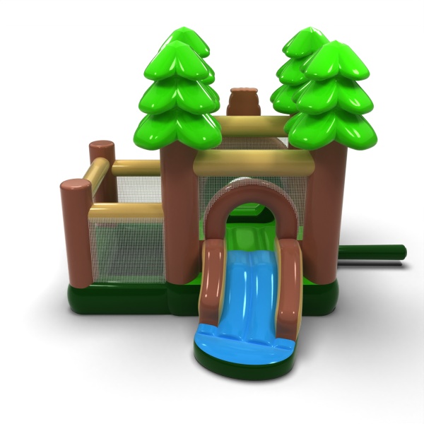 Piccolo castello gonfiabile con vasca asciutta con palline per bambini - del bosco