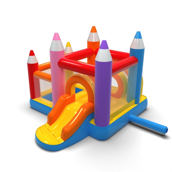 Piccolo castello gonfiabile con vasca asciutta con palline per bambini - matite