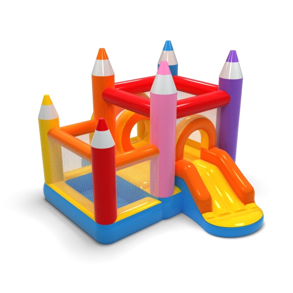 Piccolo castello gonfiabile con vasca asciutta con palline per bambini - matite