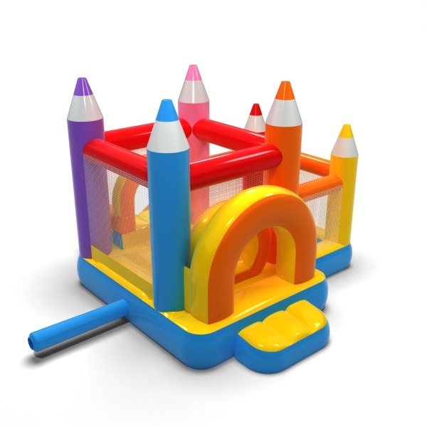 Piccolo castello gonfiabile con vasca asciutta con palline per bambini - matite