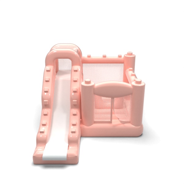 Piccolo castello gonfiabile con scivolo per bambini - rosa pastello