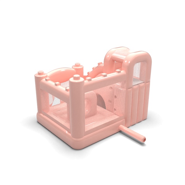 Piccolo castello gonfiabile con scivolo per bambini - rosa pastello