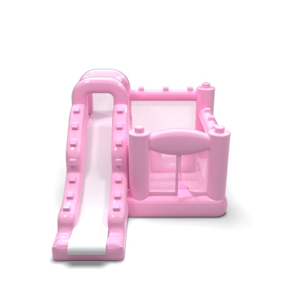 Piccolo castello gonfiabile con scivolo per bambini - rosa cipria