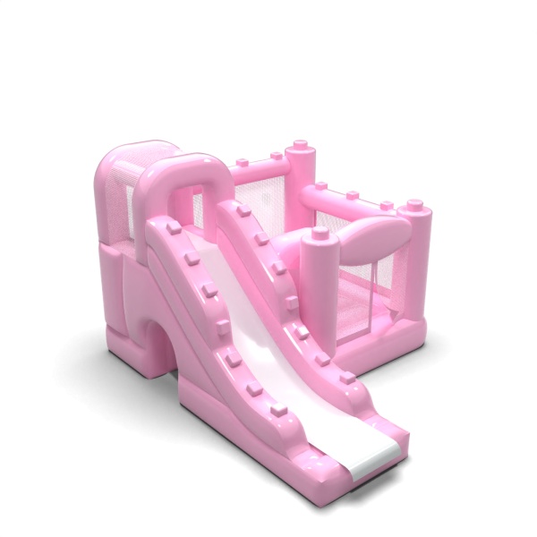 Piccolo castello gonfiabile con scivolo per bambini - rosa cipria