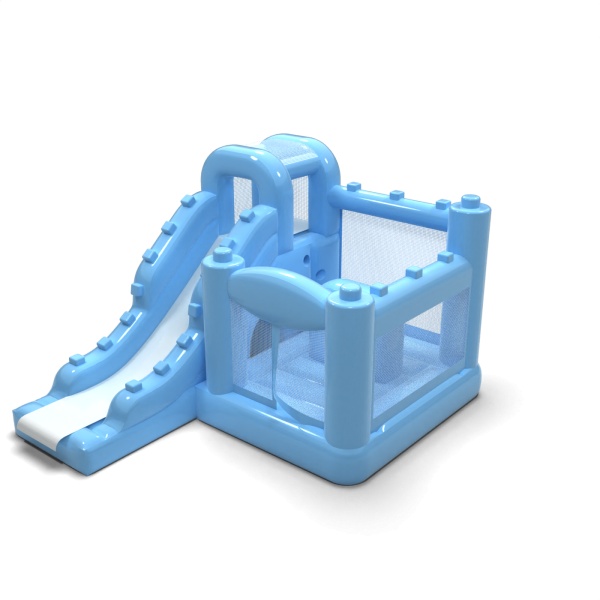 Piccolo castello gonfiabile con scivolo per bambini - azzurro pastello