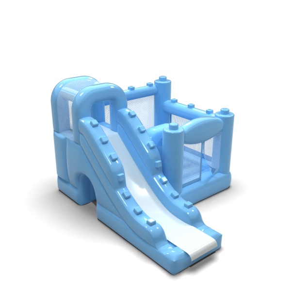 Piccolo castello gonfiabile con scivolo per bambini - azzurro pastello
