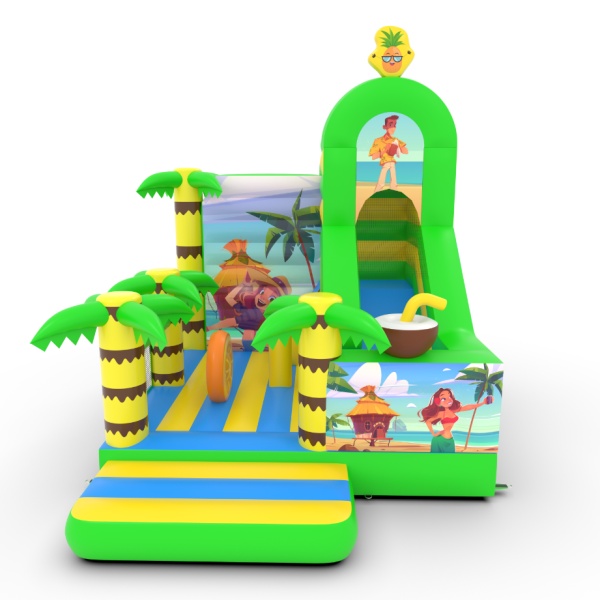 Gonfiabile con scivolo combo con stampa a tema hawaiano