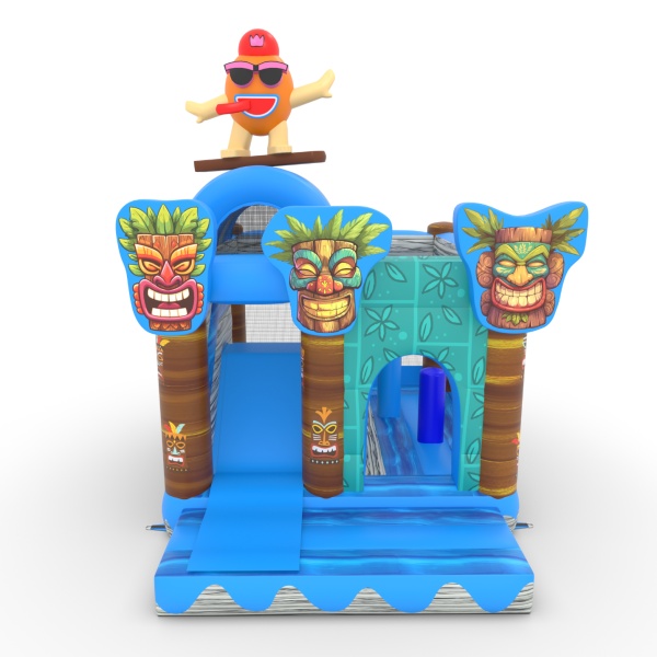 Gonfiabile con scivolo combo con stampa a tema hawaiano Tiki