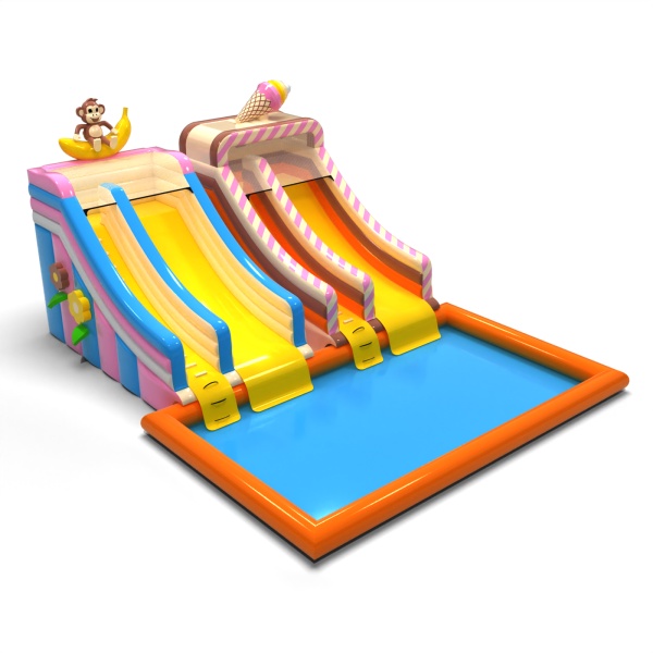 SET di scivoli acquatici gonfiabili con piscina - hawaiani e a tema caramelle