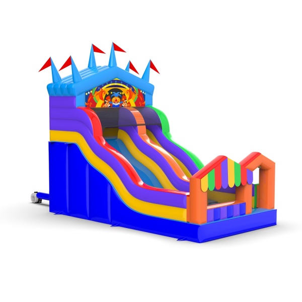 Scivolo gonfiabile con tema luna park
