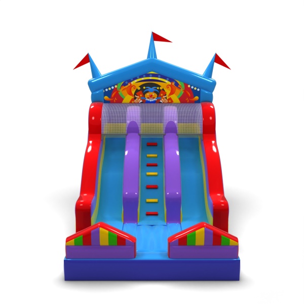 Doppio scivolo gonfiabile a tema luna park mini