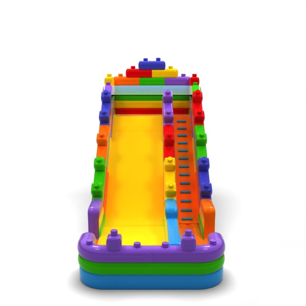 Scivolo gonfiabile ingrandito a tema blocchi colorati
