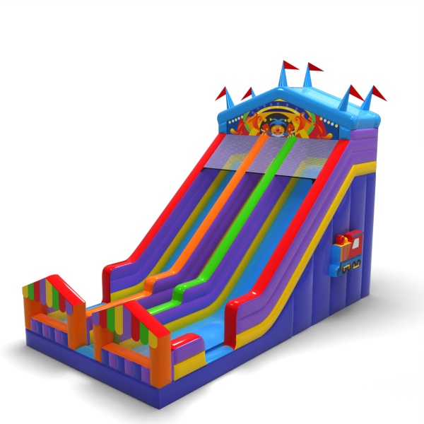 Scivolo gonfiabile ingrandito doppio a tema luna park