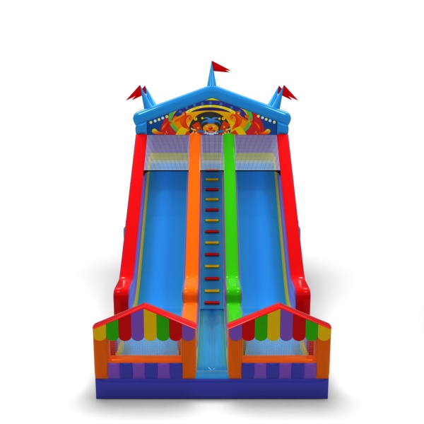 Scivolo gonfiabile ingrandito doppio a tema luna park