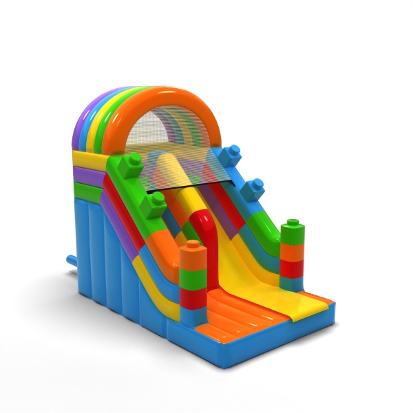 Scivolo gonfiabile a tema dei mattoncini colorati