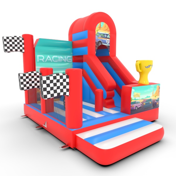Gonfiabile con scivolo combo a tema auto